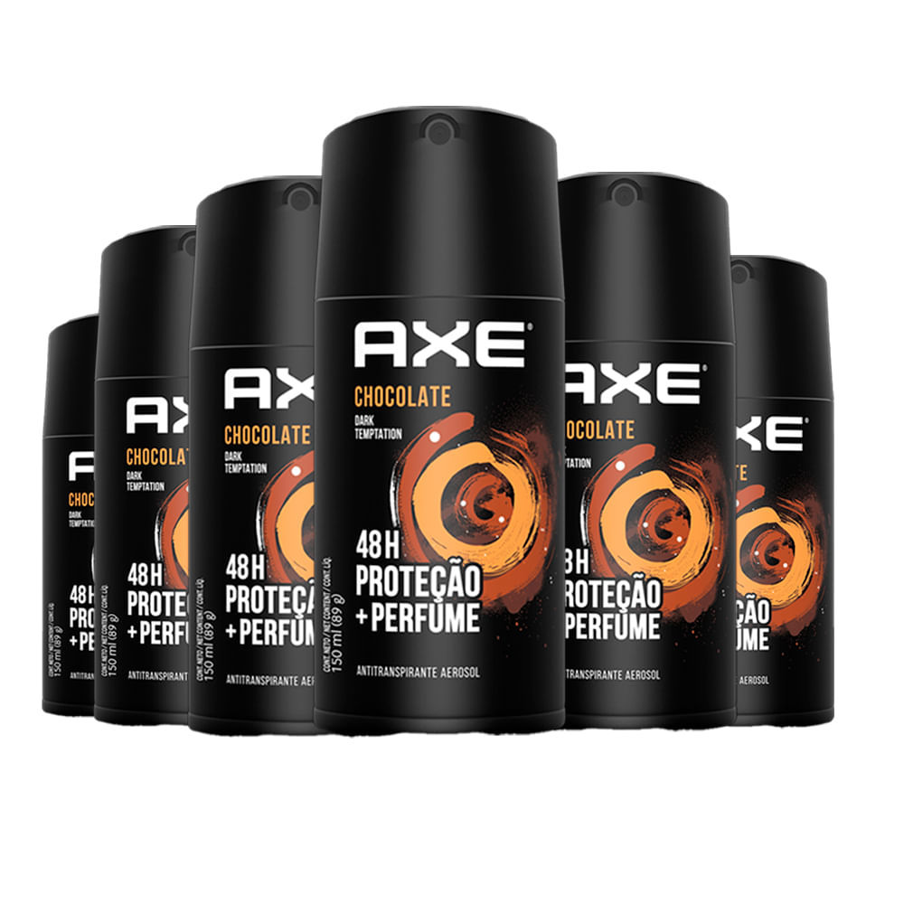 Kit Desodorante Antitranspirante Aerosol Axe Dark Temptation - 6 unidades
