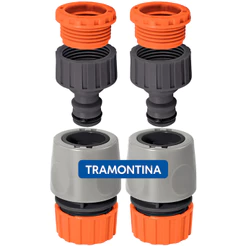 Kit 2 Engate Rápido + 2 Adaptador Rosca 3/4 x 1/2 Mangueira Torneira Tramontina
