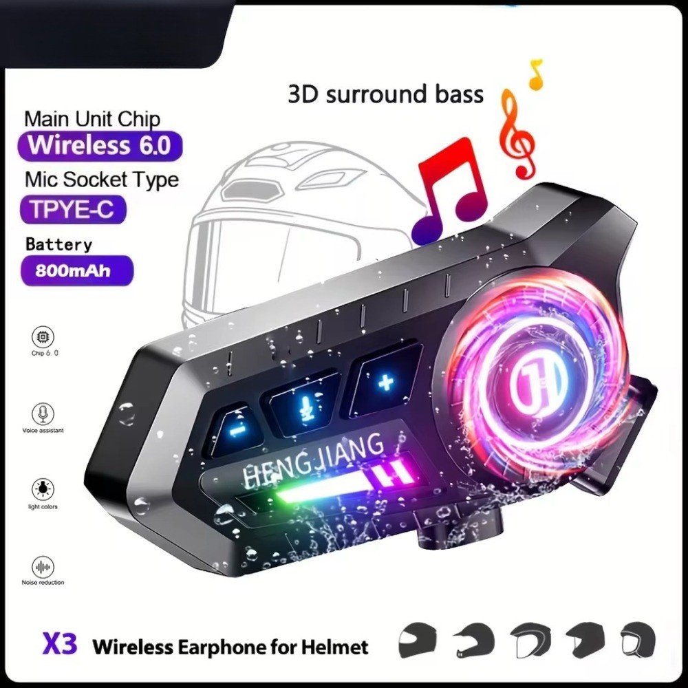 X3 Capacete Da Motocicleta Fone De Ouvido Com Estéreo Bluetooth 6.0 Fones Sem Fio Handsfree Microfone Leitor Música Para