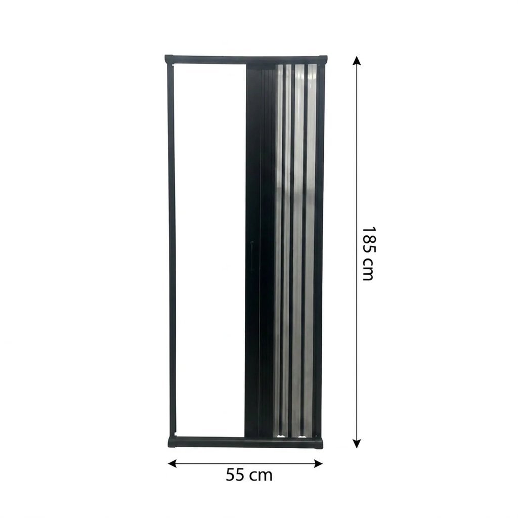 Box para Banheiro Sanfonado 185x55cm PVC Preto Preto — imagem 2 de 2