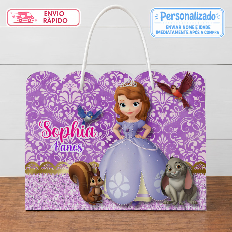 Sacolinha Princesa Sophia Personalizada Lembrancinhas Festa infantil Aniversário Sacola G