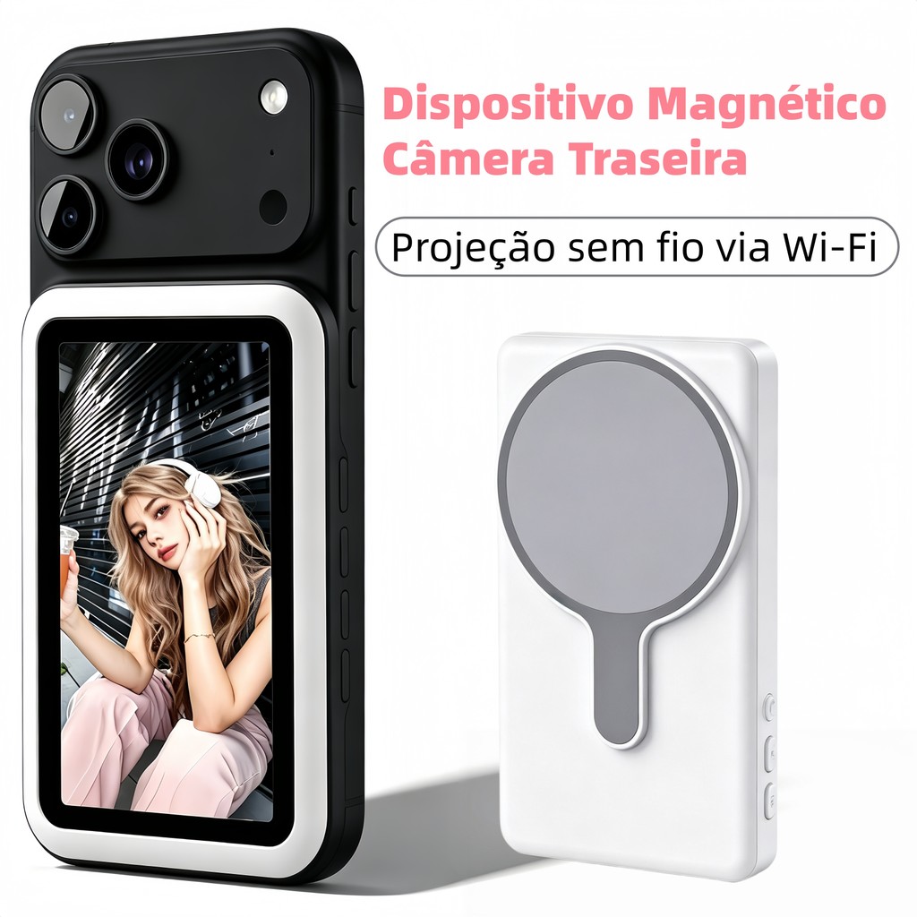 Tela Magnética Monitor Para Celular Sem Fio Smartphone Selfie Vlog Gravação