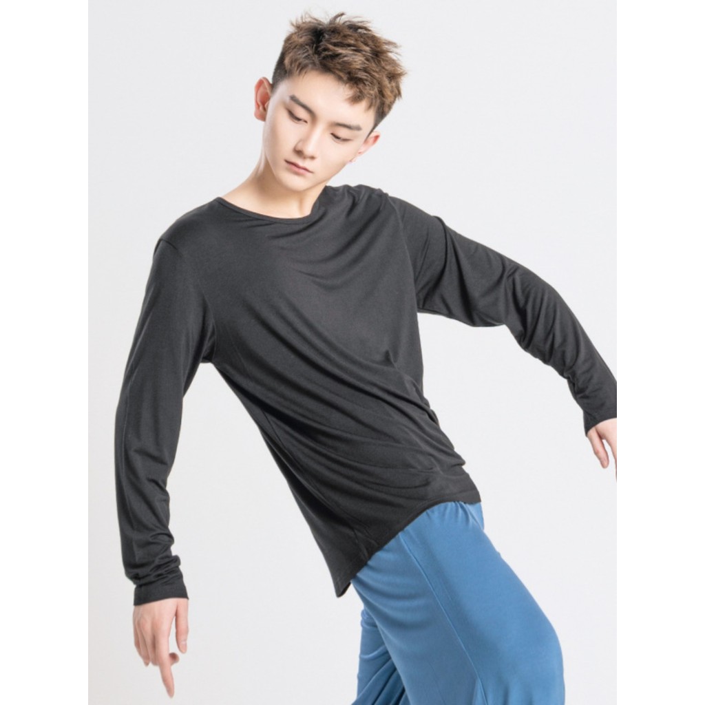 Roupas de prática de dança moderna masculina solta Modal de manga comprida topo exame de arte roupas de dança roupas de