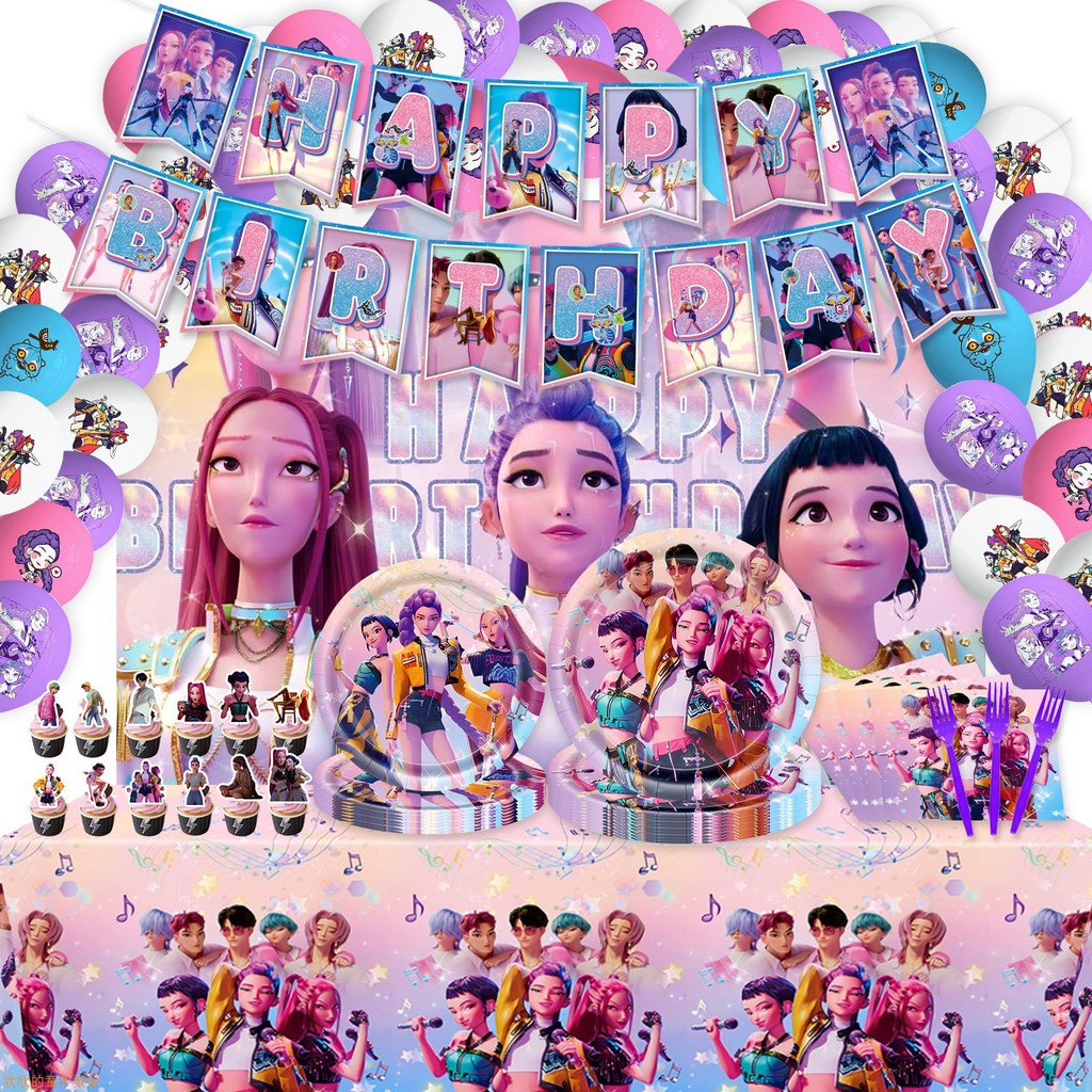 K Kpop tema festa talheres prato de papel descartável copo de papel toalha de papel à prova dwaterproof água Oilproof to