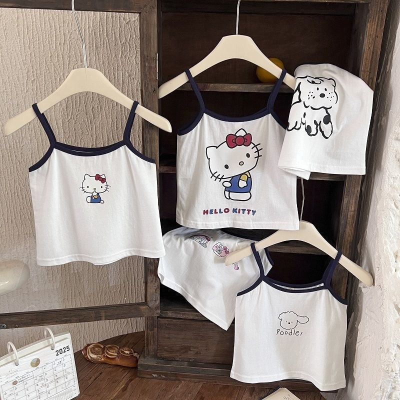 Várias fotos ~ lindas meninas desenhos animados impressos algodão puro All-Match camisola pequena média crianças cor com