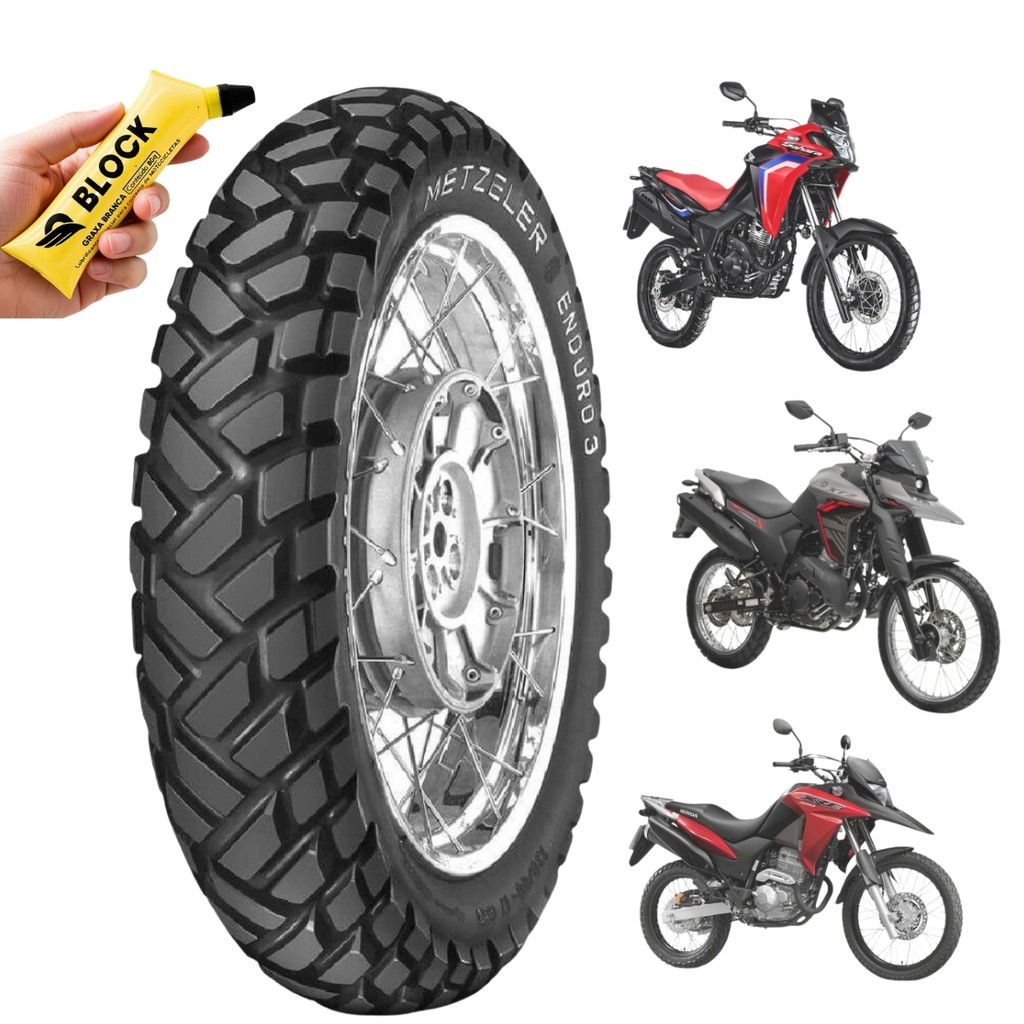 Pneu 120/80-18 62s Traseiro Xre300 original Metzeler Enduro 3 Sahara TT uso com camara + 1 graxa 80g brinde