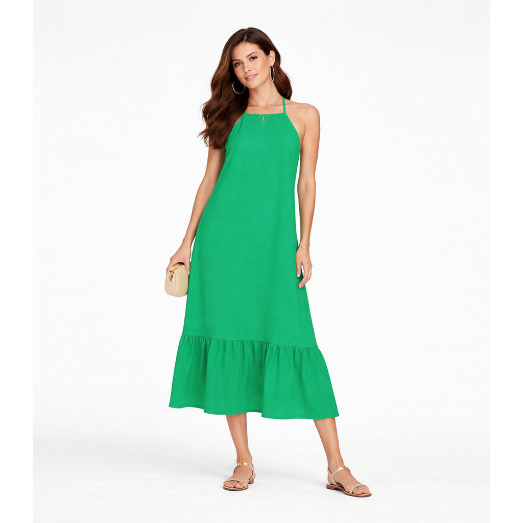 Vestido Longo De Alça E Recorte Maria Infinita Cor Verde