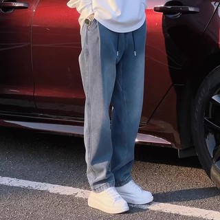 Gordo personalizado Plus Size outono inverno primavera verão Retro cordão simples solto areia lavagem Jeans calças cônic