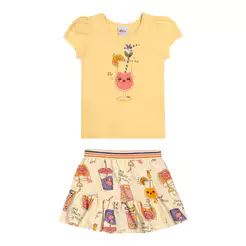 Conjunto Infantil Menina Com Lantejoula Elian Amarelo