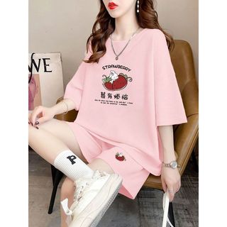 Verão loungewear dos desenhos animados bonito estudante Plus Size 100kg senhoras verão loungewear terno confortável