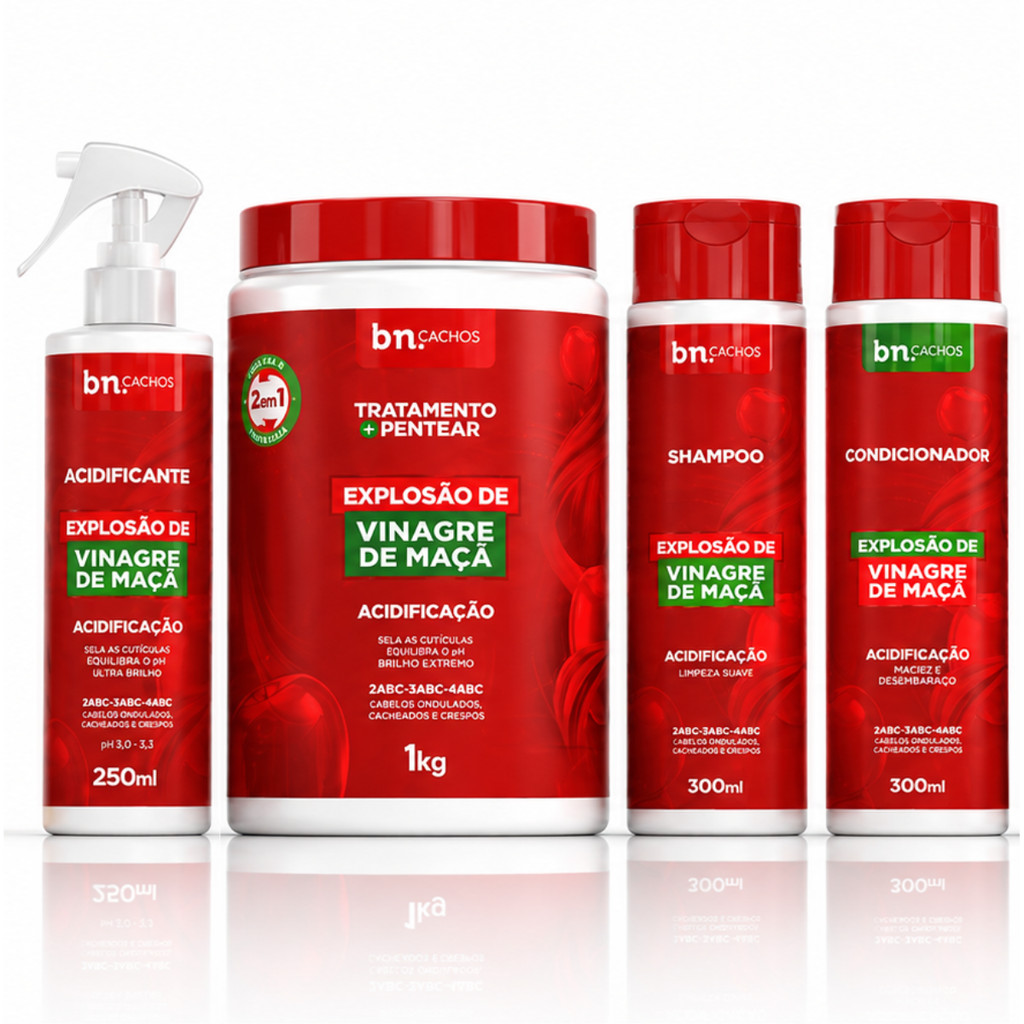 Duo Shampoo + Condicionador Explosão de Vinagre de Maça + Tratamento e Pentear 2 em 1 + Acidificante