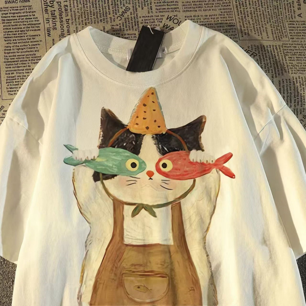 Camiseta Estampa - Gato Fofo Japonesa Estampas Váriadas - Confortável Casual Unissex - 100% Algodão Envio Rápido