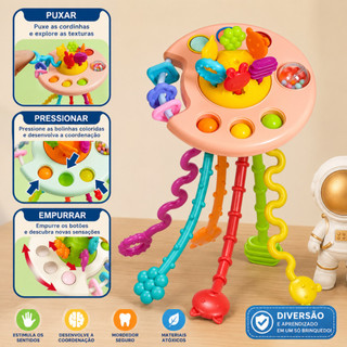 Brinquedos Para Bebês Sensoriais Interativo Polvo  Montessori Mordedor Chocalho Tatil Infantil