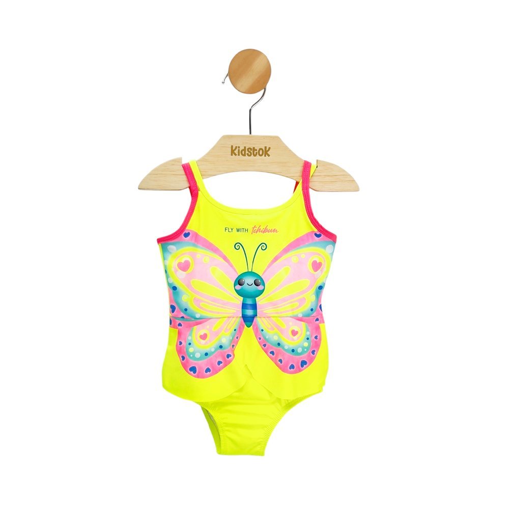 Maiô Praia Menina Neon Borboleta Interativa Proteção UV - Kamylus