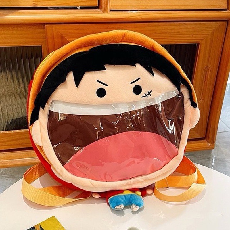 Pronto estoque Mochila Luffy fofa de desenho animado feminina bidimensional barra de uma peça Chiguzi bolsa de dor facia