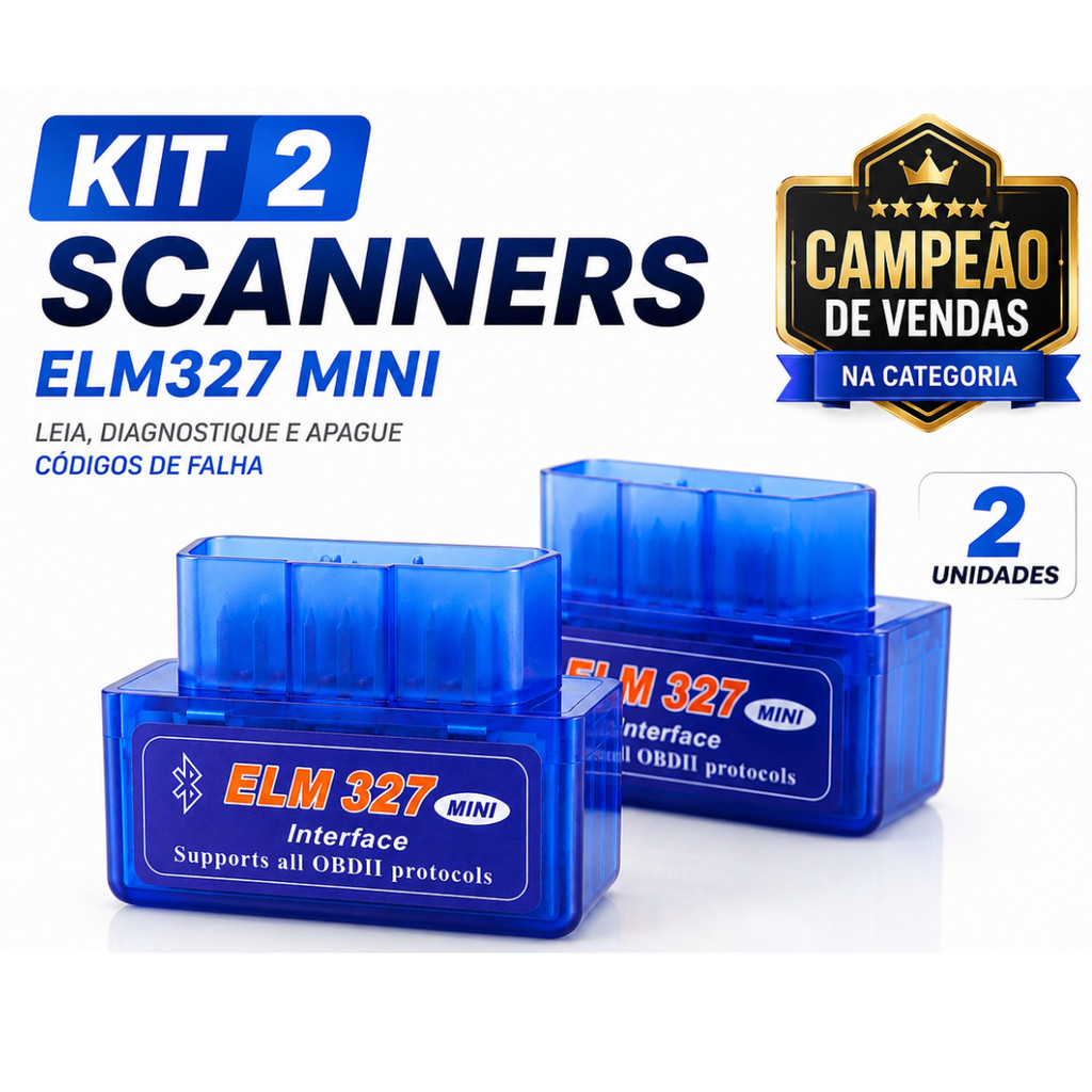 Kit 2 Scanner Automotivo Obd2 Bluetooth Android EML 327 Mini Scanner Diagnóstico Completo