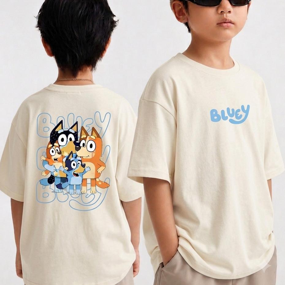 Camiseta Infantil Criança Streetwear Familia Cachorro Bluey Camisa Juvenil Presente Dia das Crianças