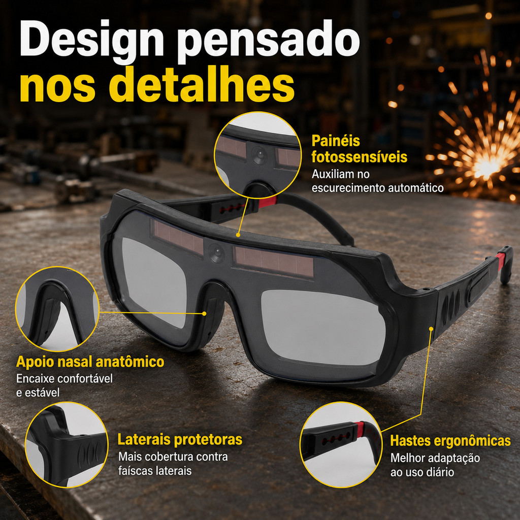 Óculos De Soldagem Automático Escurecimento Proteção Luz Forte Anti Reflexo Proteção Ocular Para Soldagem — imagem 2 de 2