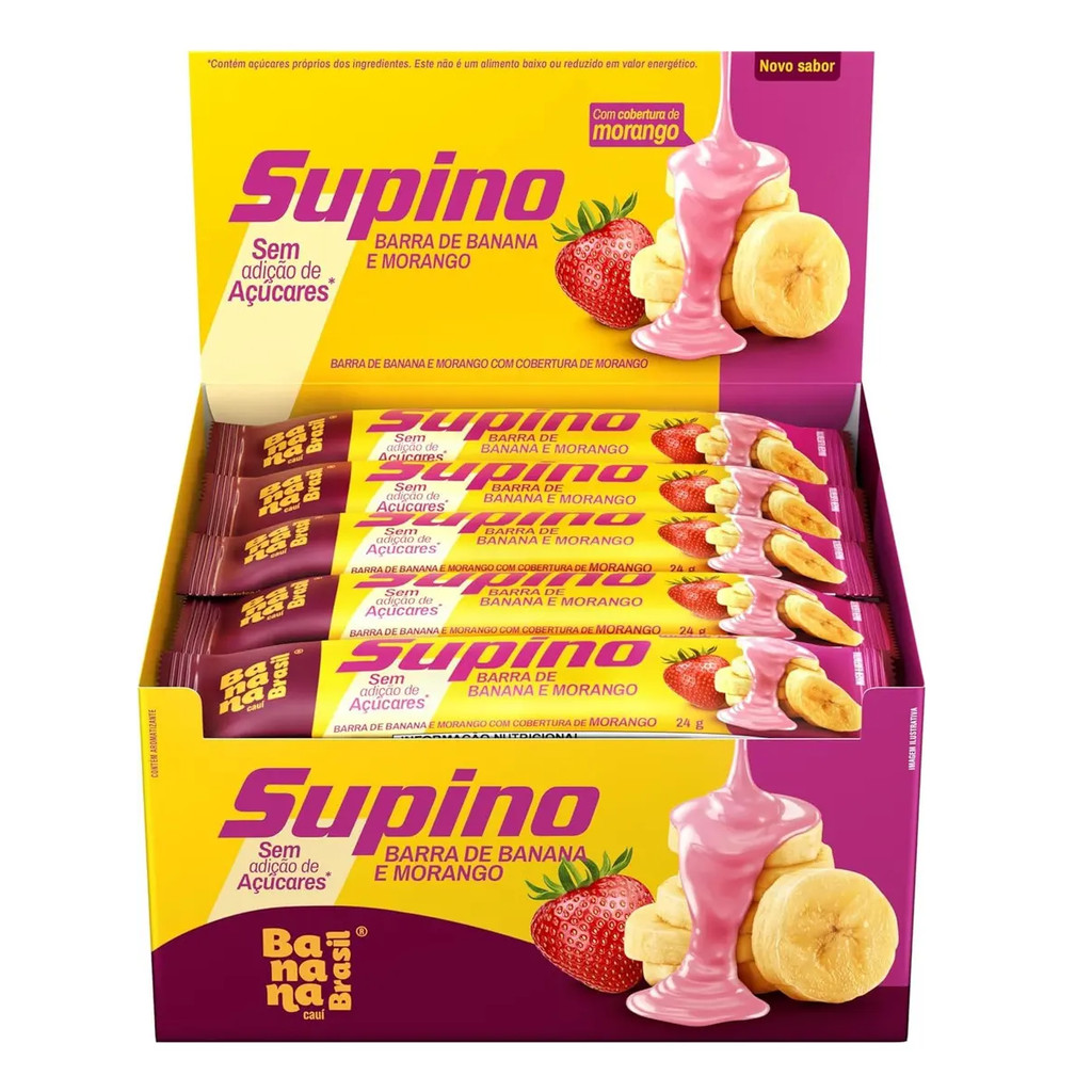 Barra Supino Zero Banana E Morango Caixa Com 20un De 24g