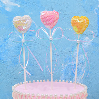 Novo produto decoração de bolo de aniversário Plug-In pérola arco amor lantejoulas bola bolo decoração cartão inserção c