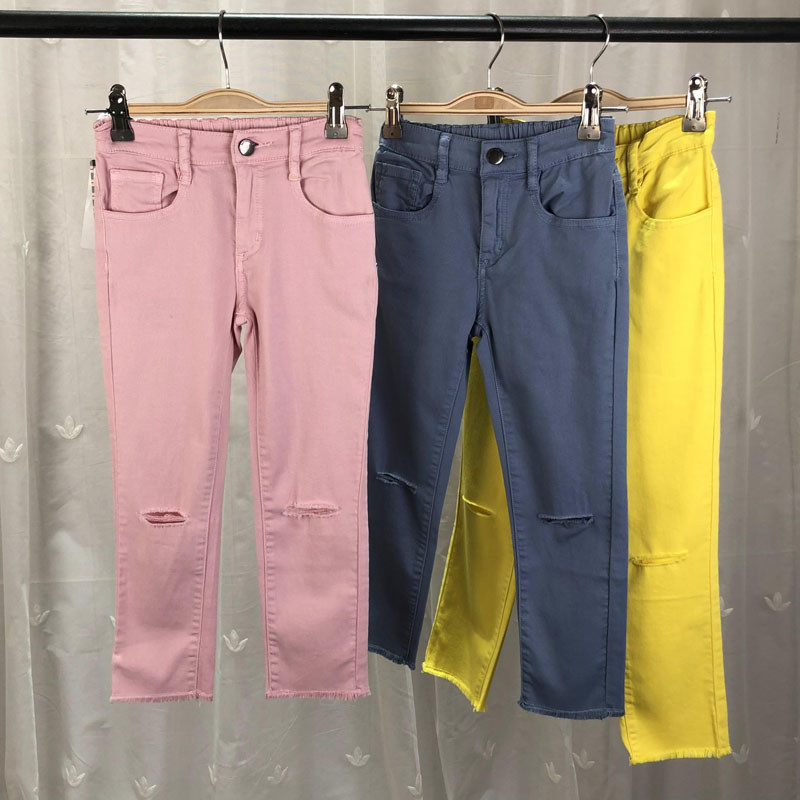 7PL marca retirada gabinete roupas infantis médio grande crianças meninas estiramento tecido calças crianças primavera o