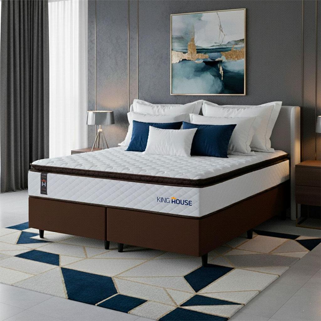 Conjunto Cama Box Espuma San Diego Branco King 193x203x67 - King House