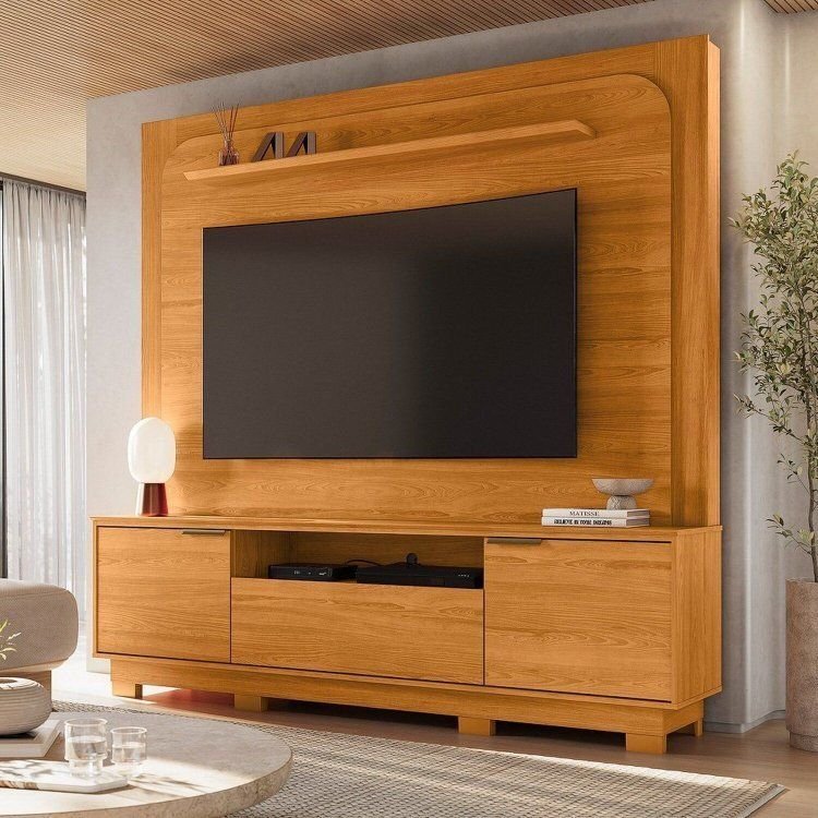 Estante para TV e Home Theater até 75 Polegadas 200CMX196CM Nilo Marrom Cinamomo Cinamomo