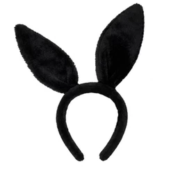 Tiara Orelhas de Coelho Preto Veludo 27cm, Acessório para Festa, Fantasia, Halloween, Carnaval