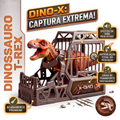 Dinossauro T Rex Tiranossauro Articulado Eletrônico Som E Luz Com Gaiola Infantil Brinquedo