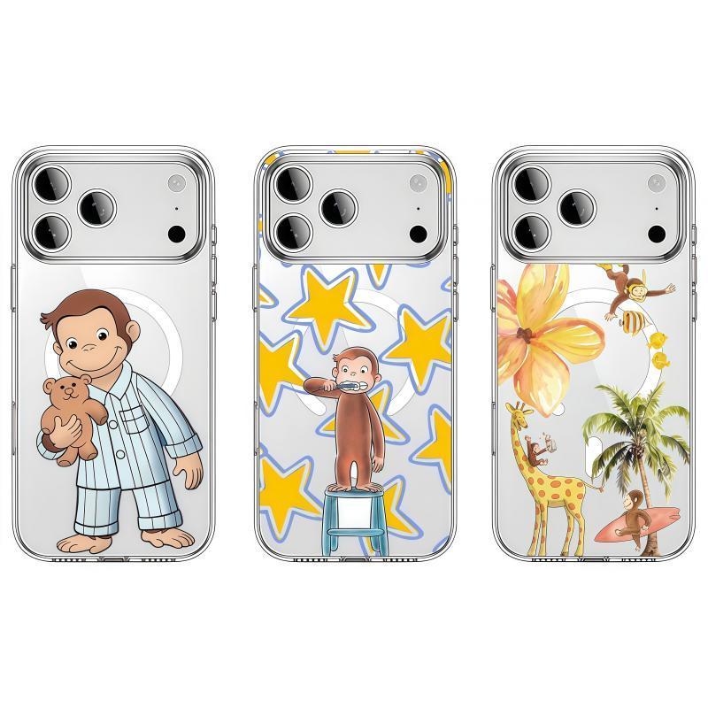 Capa de celular Curious George fofa com iPhone17/16/15/14/13/12/11/X Air/Plus/Pro/ProMax presente para meninas