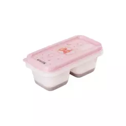 Pote Porta Papinha Ursa Rosa 2 Divisórias Tampa Transporte Passeio Armazenar Bebê Plasútil
