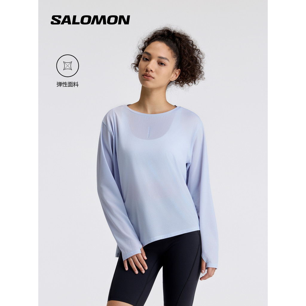Salomon salomon Caminhadas ao ar livre Lazer Esportes Camiseta feminina de manga comprida PL RN PERF LS TEE W