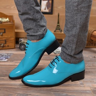 Sapatos masculinos de dedo apontado, estilista de cabelo, aumentando sapatos masculinos, boate, couro envernizado, sapat