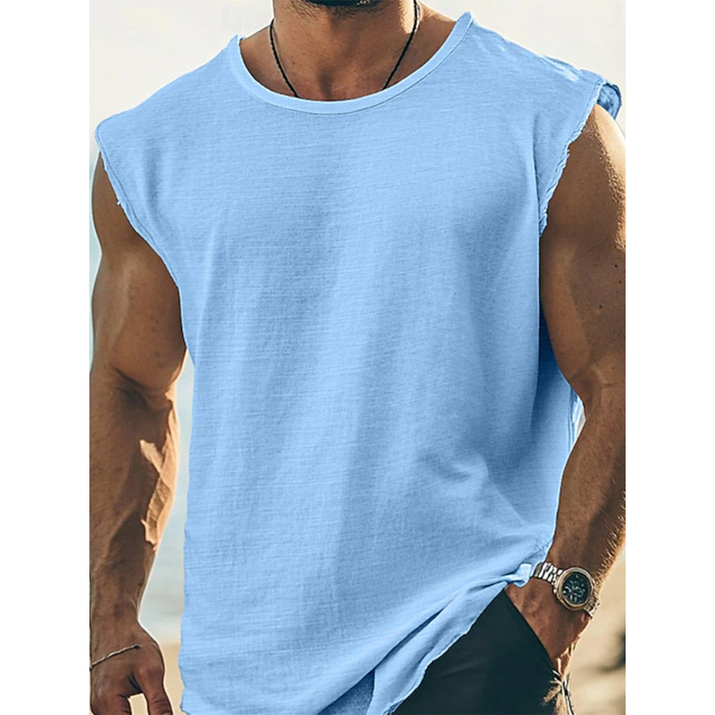 2026 verão comércio exterior masculino cor sólida esportes lazer Fitness colete tamanho grande solto Casual colete mascu