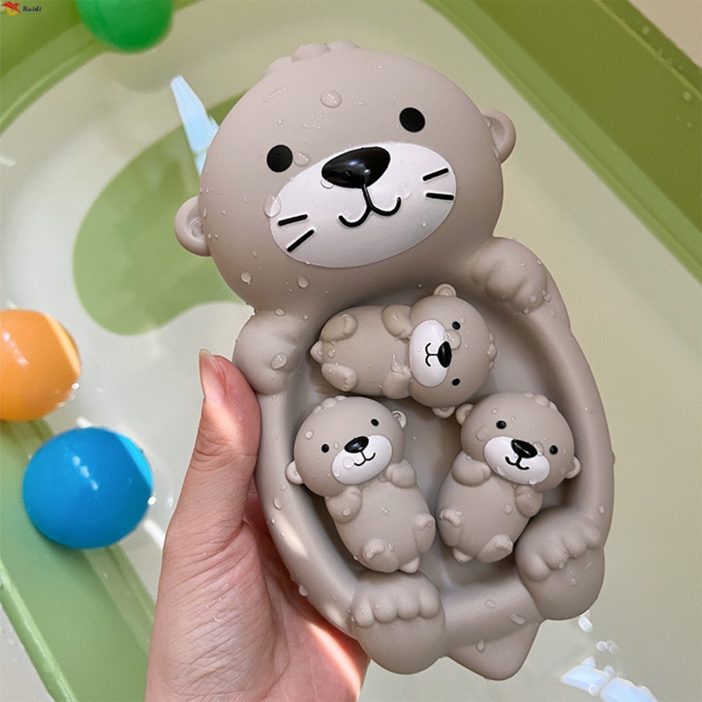 Conjunto Engraçado De Brinquedos De Banho De Lontra-1 Mãe E 3 Lontras De Bebê Brinquedo Aquático Para Crianças