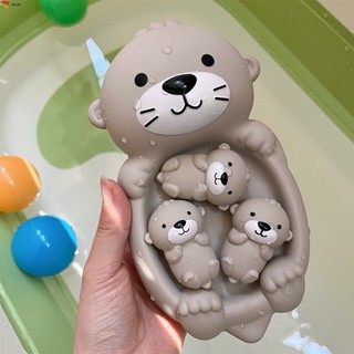 Conjunto Engraçado De Brinquedos De Banho De Lontra-1 Mãe E 3 Lontras De Bebê Brinquedo Aquático Para Crianças
