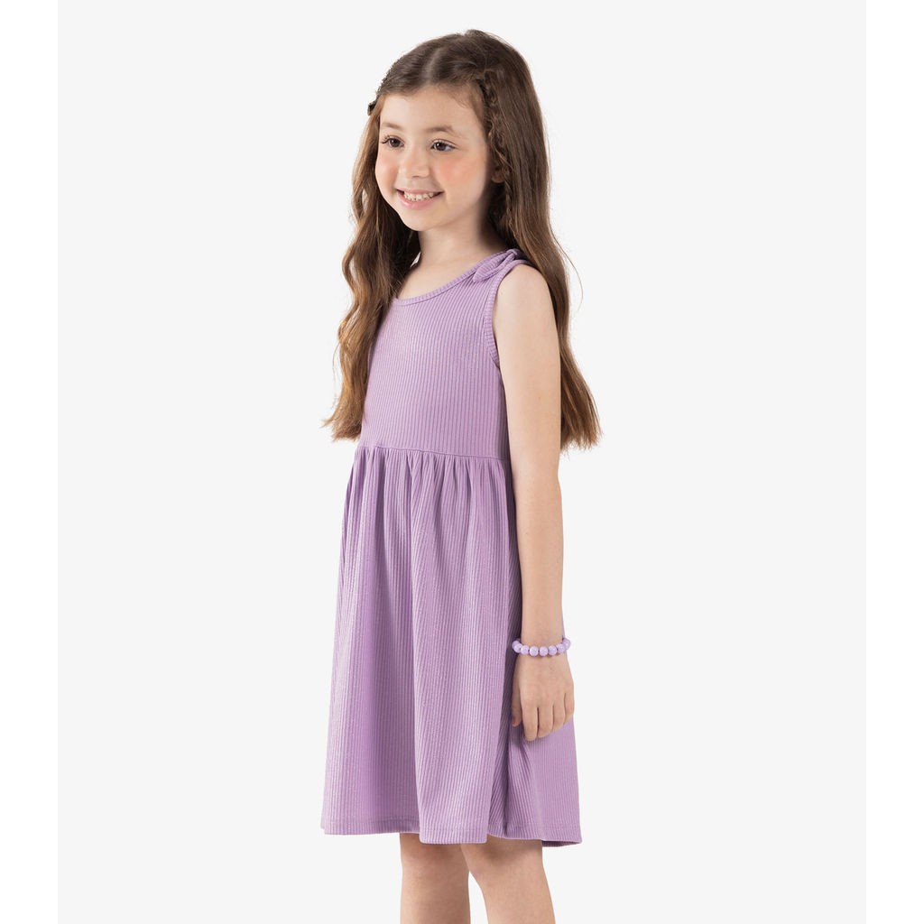 Vestido Infantil Canelado Lurex Rovi Kids Roxo