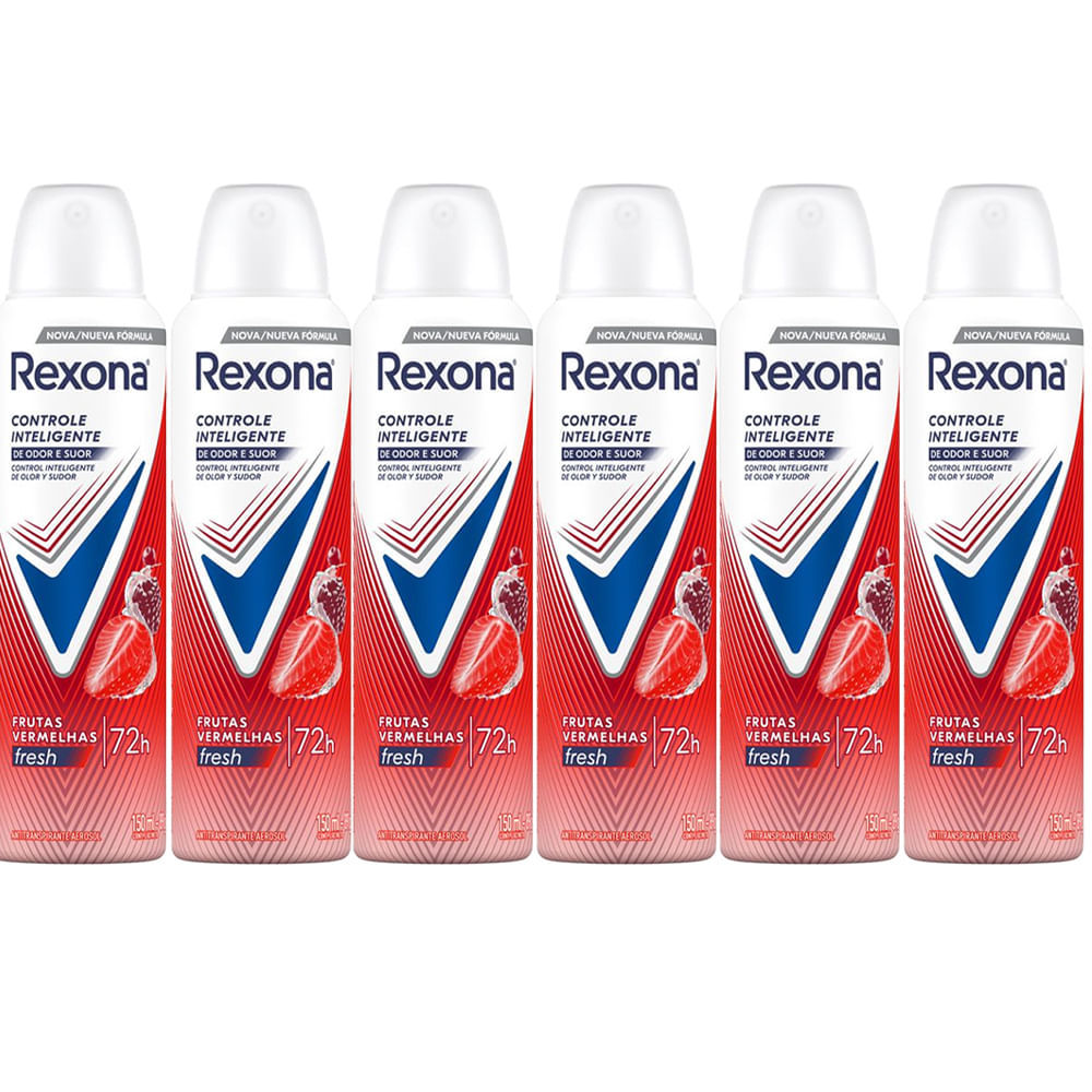 Kit Desodorante Aerosol Rexona Frutas Vermelhas 150ml - 6 Unidades