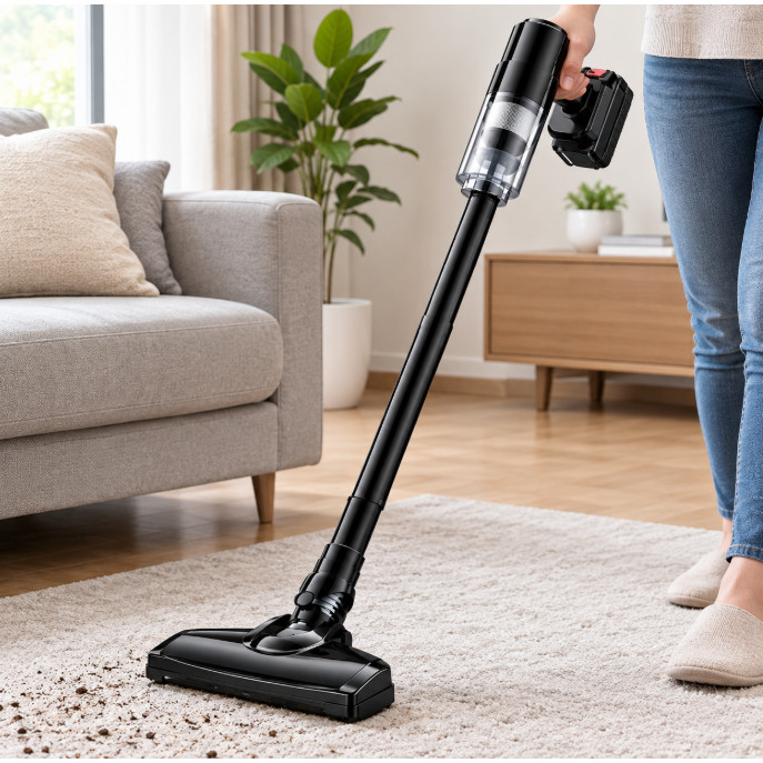 Aspirador de pó Portátil Sem Fio 2 em 1 Alta Potência Recarregável para Carro e Casa Modelo vertical e prático