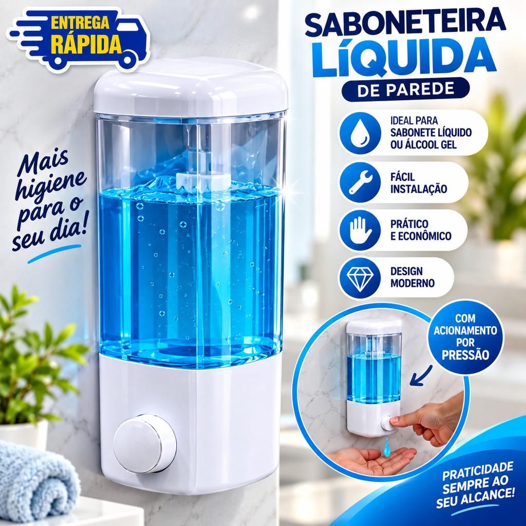 1 Dispenser Manual Sabonete Detergente Reservatório Produtos Limpeza Banheiro Álcool Gel cozinha