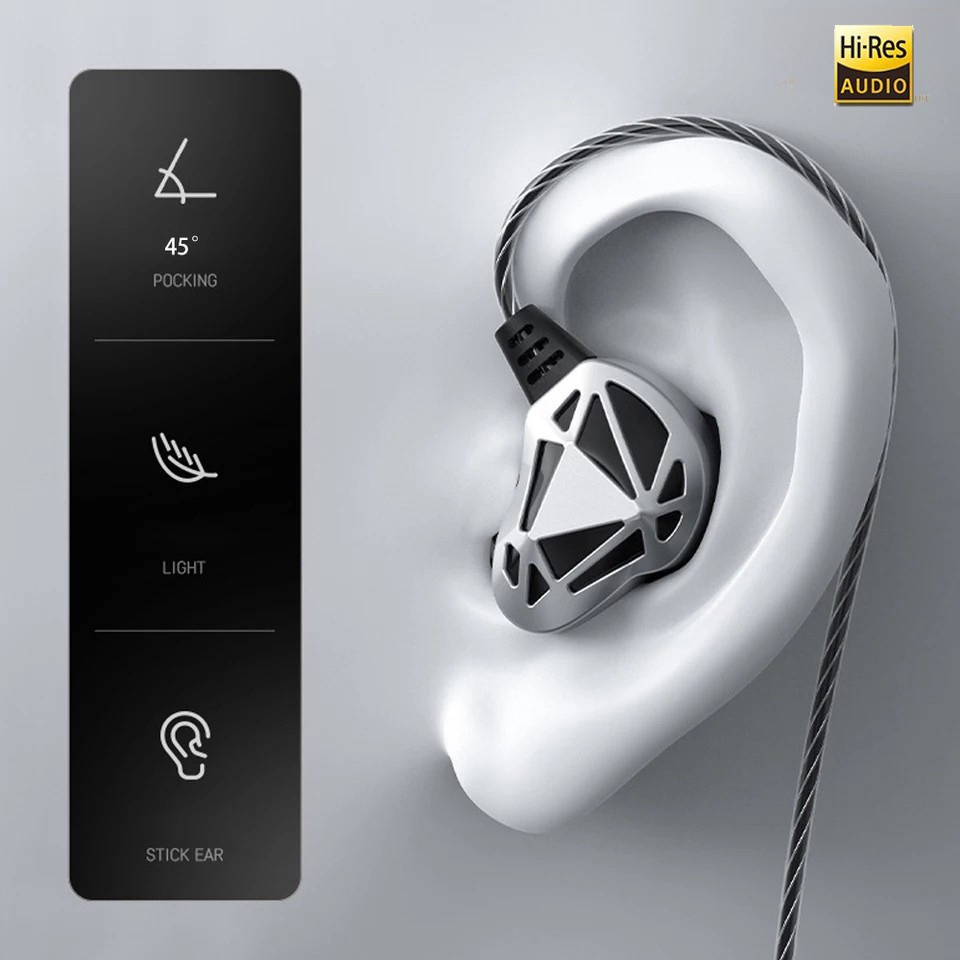 Fones de ouvido intra-auriculares QKZ AK7, com graves de alta fidelidade, cancelamento de ruído e microfone de 3,5 mm, d