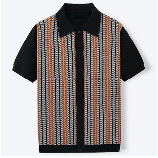 Camisas Polo Masculinas de Malha Listradas de Manga Curta 2026, Novas Camisas Polo Casuais e Confortáveis para o Verão, 