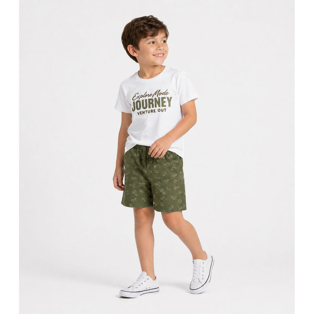 Conjunto Infantil Menino Curto Meia Malha Select Branco