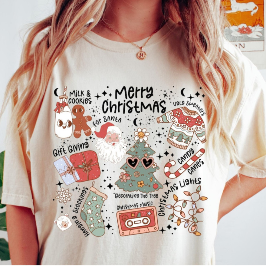 Tendência 2026 Camiseta Unissex Natal Merry Christmas 100% Algodão Estampada Blusa T-Shirt Casual Festa Confortável T-s
