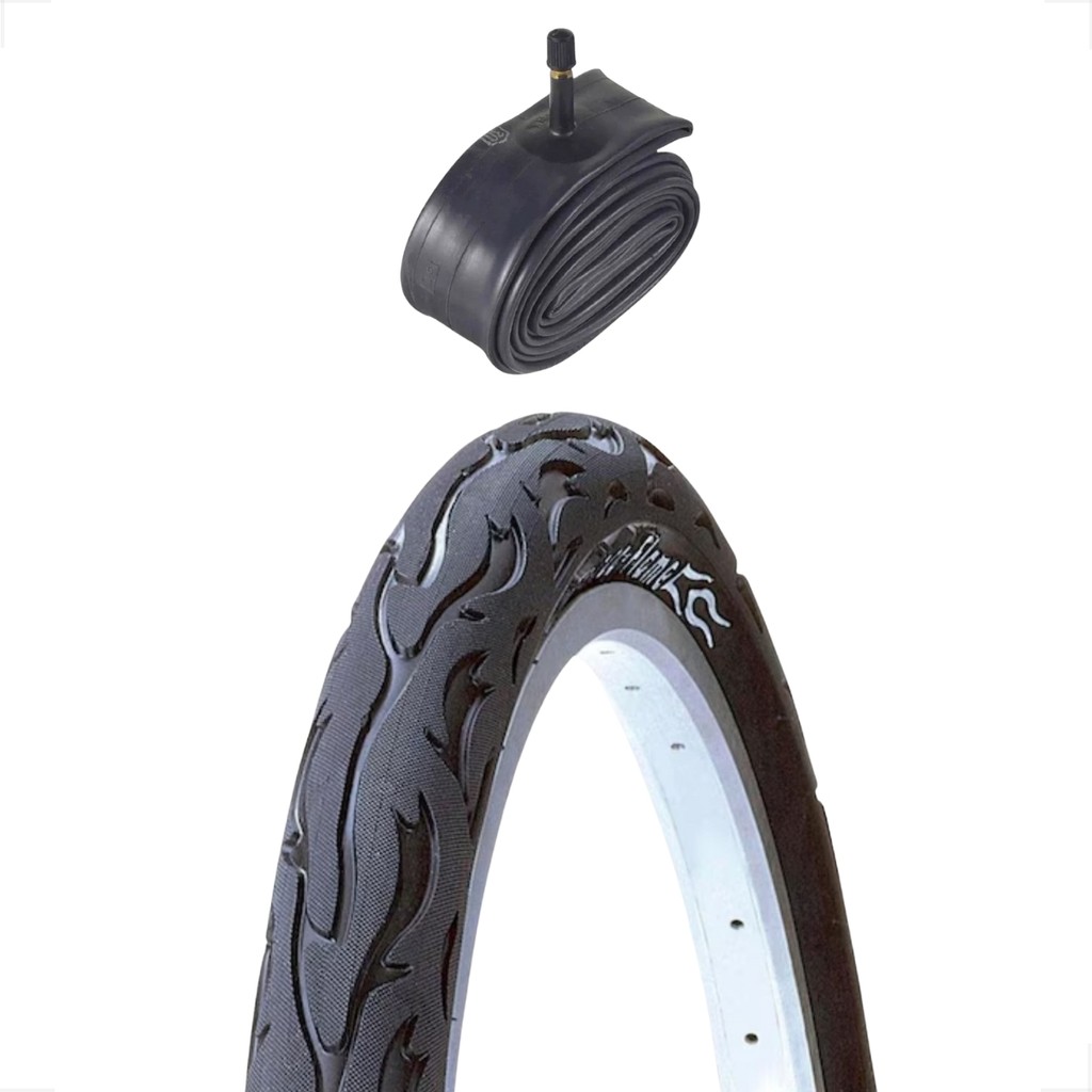 Pneu Bicicleta Kenda Flame Aro 26 x 2.125 Balão + camara de ar Shiver 26 Bico grosso freeride grau
