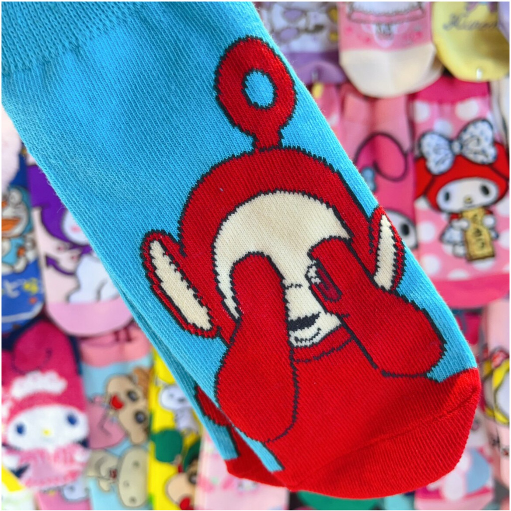 Exportado para o Japão Novos produtos Teletubbies Candy Color Meias fofas Meias femininas Meias de desenho animado