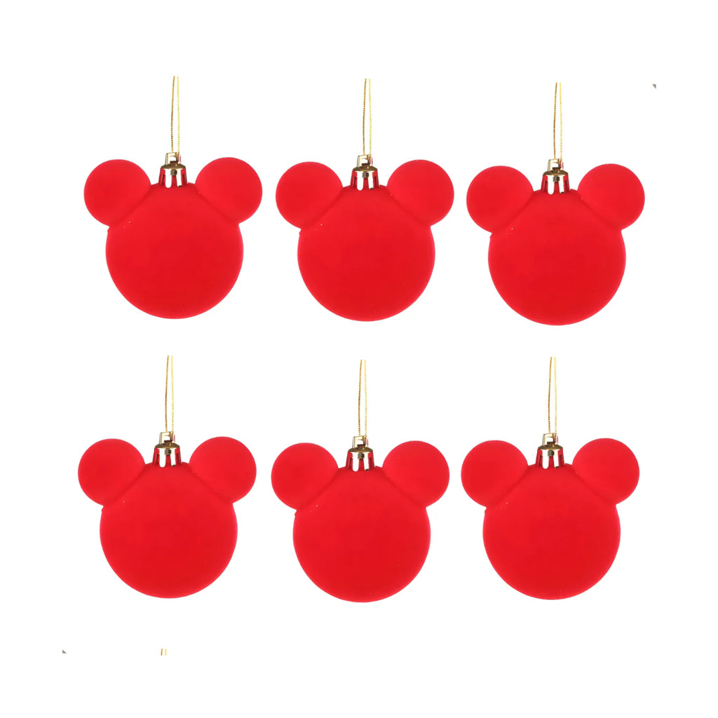 Kit 6 Bolas Mickey Aveludadas Vermelhas 6cm