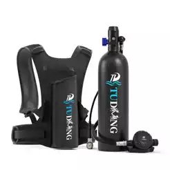 TUDIVING-2L Mini Tanque de Mergulho com Suporte de 30-45 Minutos de Respiração Portátil Recarregável