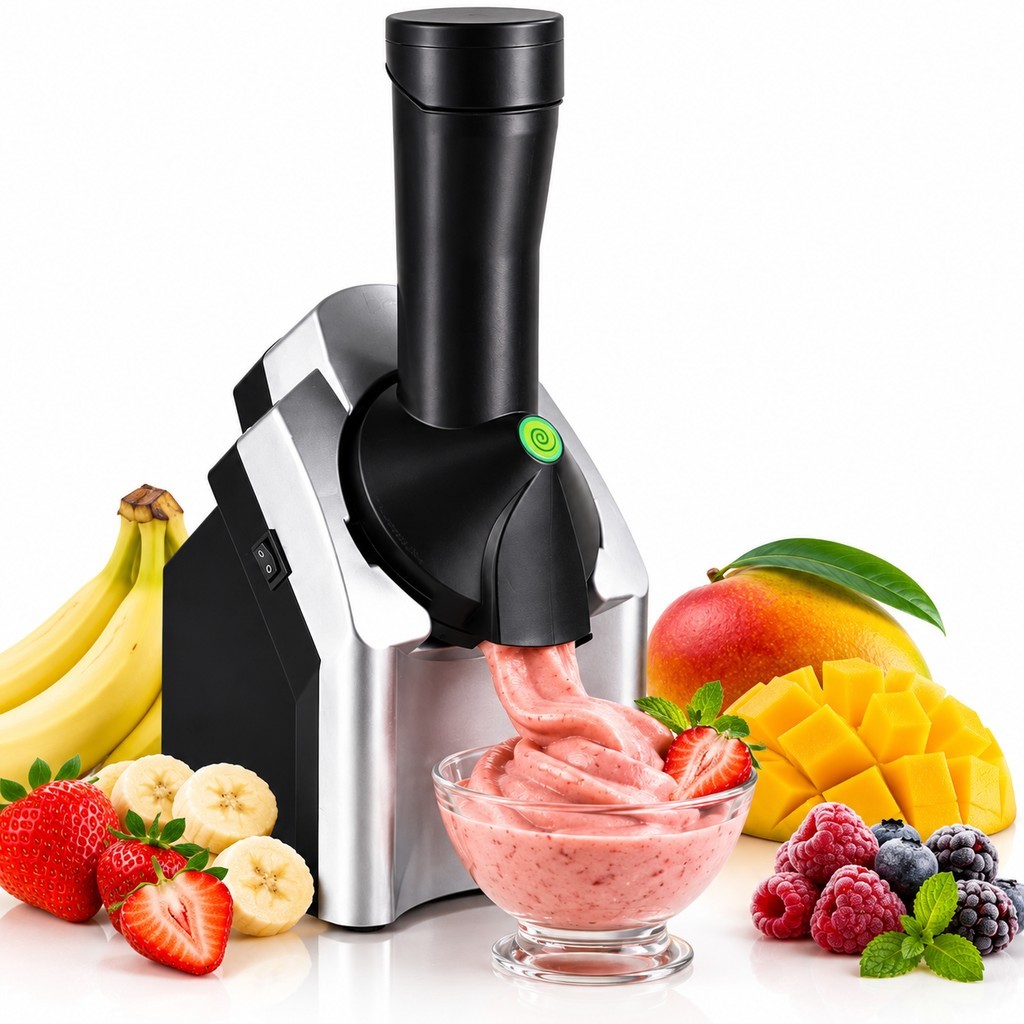Sorveteira Elétrica 110V/220V Sorvete Natural de Frutas Cremoso Vegano