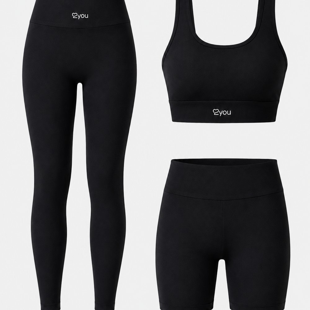 Kit Conjunto Fitness Feminino 3 Peças Top + Legging + Short Academia Treino Zero Transparência Ótima Sustentação